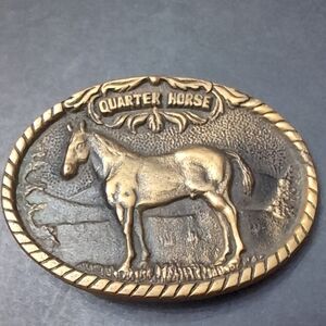 VGT,Solid Brass Western 1978 BTS Quarter Horse Oval Belt Buckle.